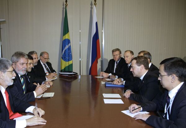 Президент РФ Дмитрий Медведев и президент Бразилии Лула да Силва