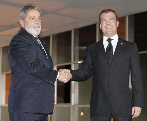Президент РФ Дмитрий Медведев и президент Бразилии Луис Лула да Силва. Архив.