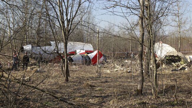 Место падения польского самолета Ту-154 под Смоленском