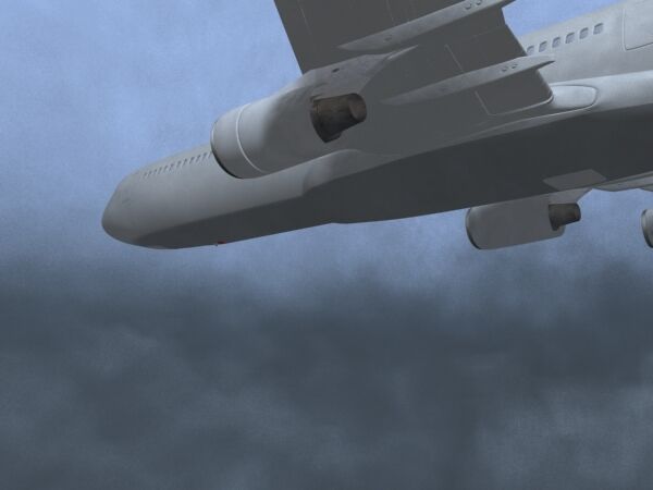 Полет самолета в облаке вулканического пепла