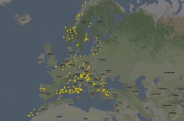 Карта аэросообщения в Европе 19-04-2010 20:00