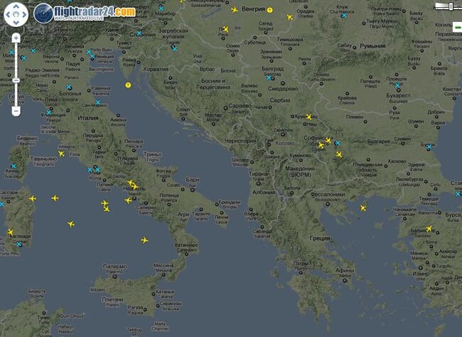 Карта аэросообщения в Европе 20-04-2010 05:30