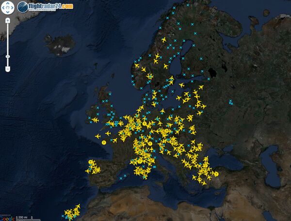 Карта аэросообщения в Европе 20-04-2010 16:57