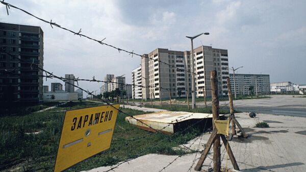 В городе Припять после аварии на Чернобыльской АЭС. Архив