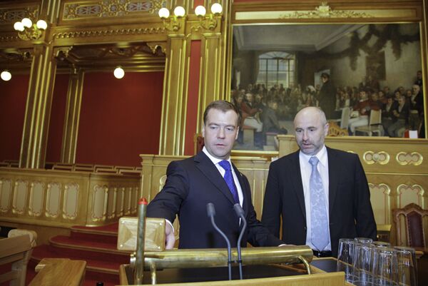 Президент РФ Д.Медведев провел встречу с президентом парламента Д.Т.Андерсеном