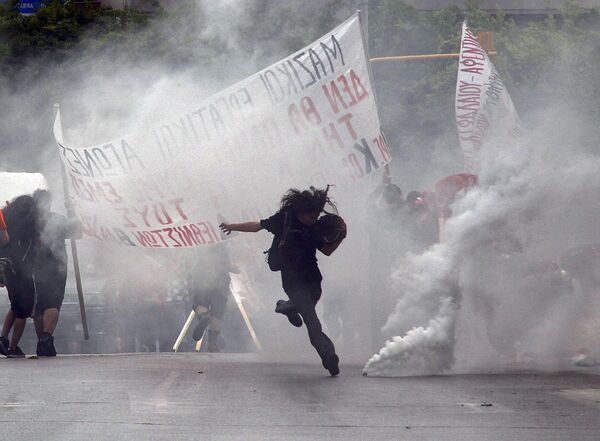 Демонстрация в городе Салоники, Греция