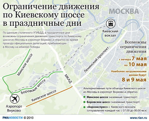 Ограничение движения по Киевскому шоссе в праздничные дни