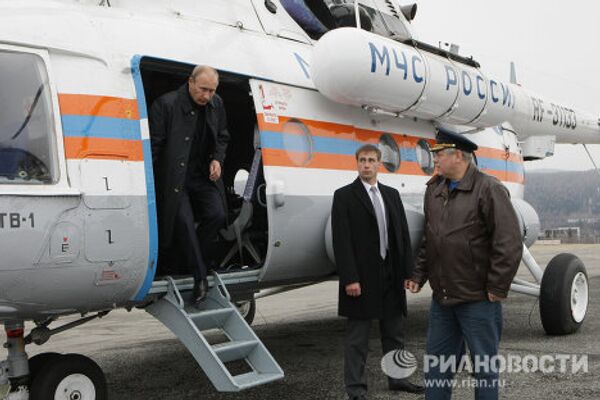 Премьер-министр РФ Владимир Путин прибыл в город Междуреченск Кемеровской области на шахту Распадская