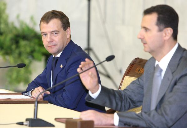 Совместная пресс-конференция Дмитрия Медведева и Башара Асада