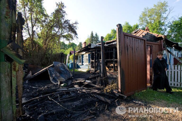 Жилая часть дома-музея К.Г. Паустовского в Тарусе Калужской области полностью сгорела