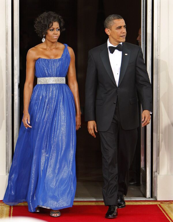 Президент США Барак Обама и первая леди страны Мишель Обама в Белом доме