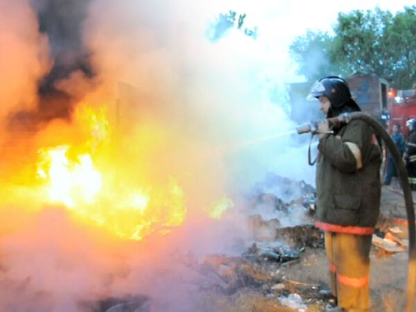 Пожар на свалке  в селе Щитниково