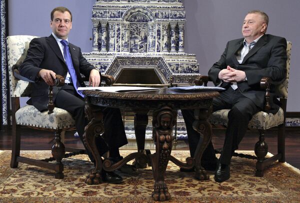 Президент РФ Д.Медведев встретился с лидером ЛДПР В.Жириновским