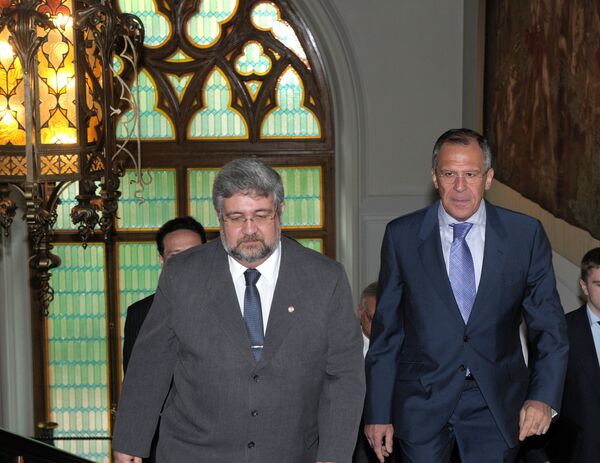 Министр иностранных дел России Сергей Лавров и глава МИД Парагвая Эктор Лаконьята (справа налево) 