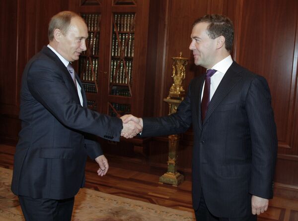 Президент РФ Д.Медведев и премьер-министр РФ В.Путин