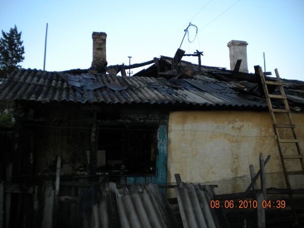 Последствия пожара в городе Карталы Челябинской области