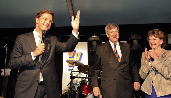 Праволиберальная Народная партия за свободу и демократию празднует победу на парламентских выборах в Нидерландах