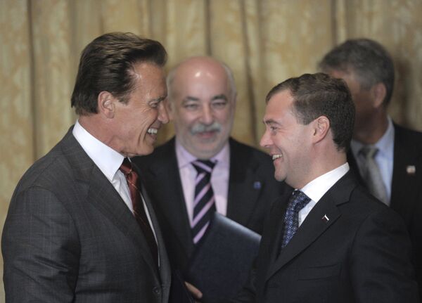 Встреча президента РФ Дмитрия Медведева с губернатором Калифорнии Арнольдом Шварценеггером