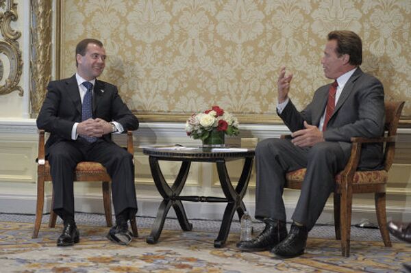 Встреча президента РФ Дмитрия Медведева с губернатором Калифорнии Арнольдом Шварценеггером