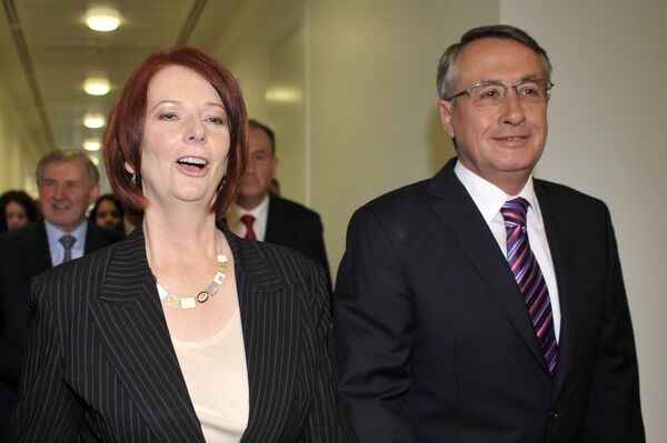 Джулия Гиллард, избранная новым премьер-министром Австралии и Уэйн Сван