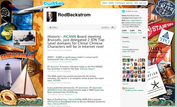 Скриншот страницы Рода Бэкстрома на сайте www.twitter.com