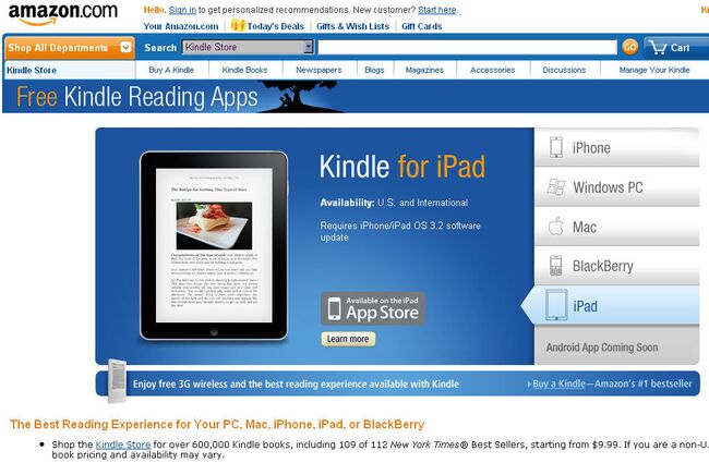 Программа Kindle для iPad