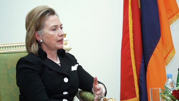 Госсекретарь США Хиллари Клинтон во время встречи с президентом Армении Сержем Саргсяном