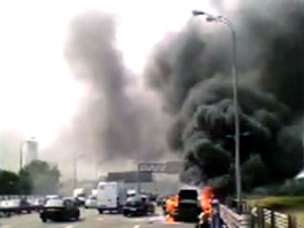 На третьем транспортном кольце в Москве сгорел автомобиль