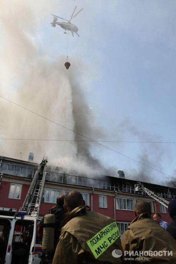 Пожар в Центрае имени Грабаря на улице Радио в Москве