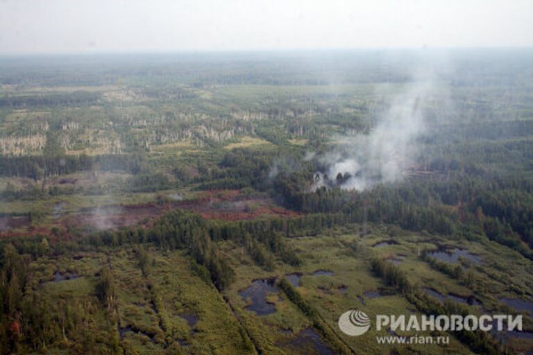 Тушение торфяных пожаров в Подмосковье