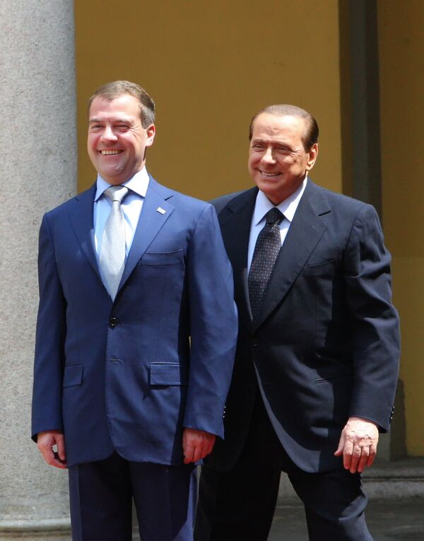Президент РФ Дмитрий Медведев прибыл в Милан