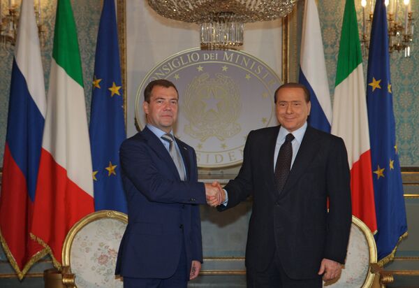 Беседа президента РФ Дмитрия Медведева с премьер-министром Италии