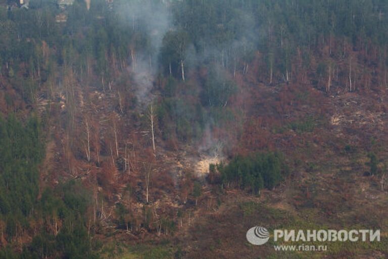 Полеты авиации МЧС в целях обнаружения пожаров на торфяниках