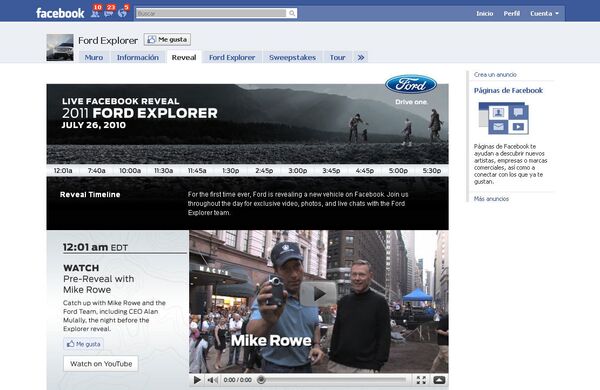 Cтраница 2011 Ford Explorer на Facebook