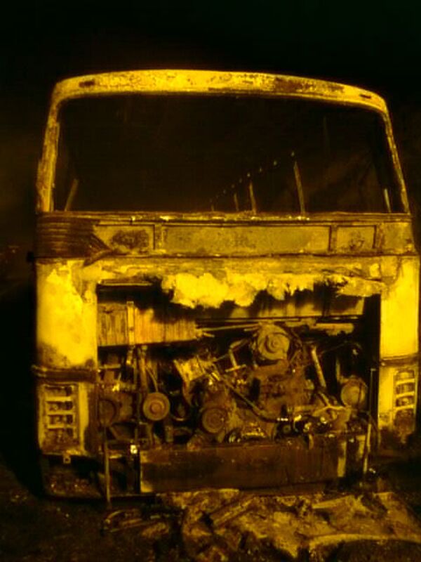 Автобус сгорел на Кубани