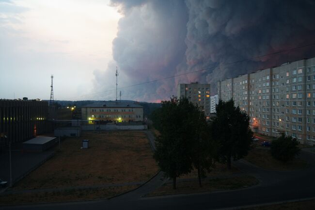 Дым накрыл дорогу в город Выкса