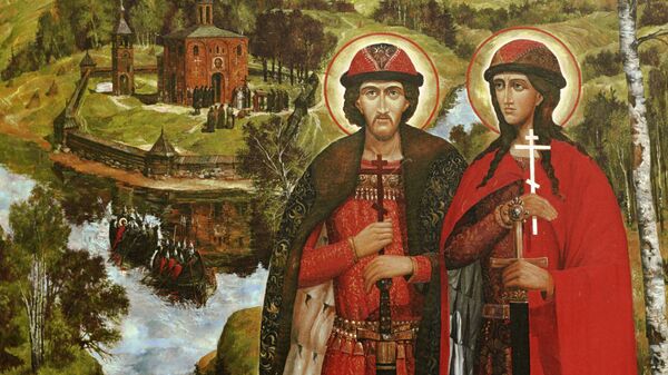 Фрагмент иконы  Святые Борис и Глеб 