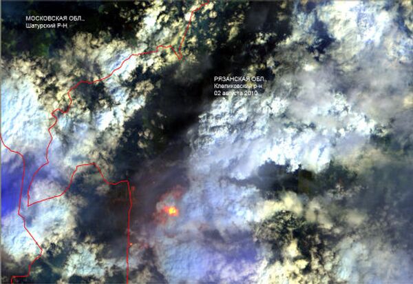 Лесные пожары в Рязанской области. Вид из космоса