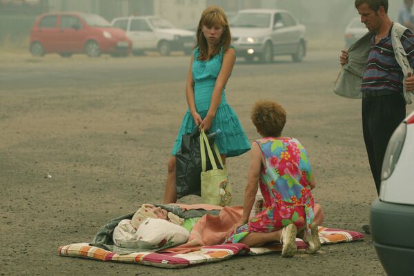 Эвакуация жителей рабочего поселка Виля Нижегородской области из зоны природных пожаров
