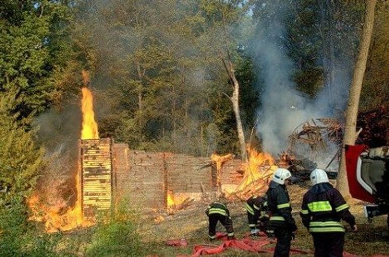 Пожар в городе Мастеров в Филевском парке