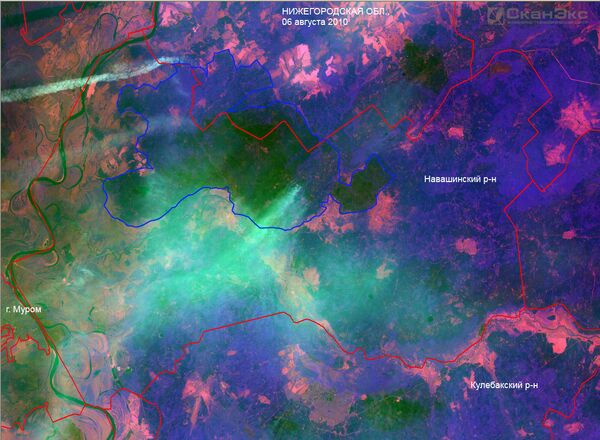 Лесные пожары в Нижегородской области. Вид из космоса