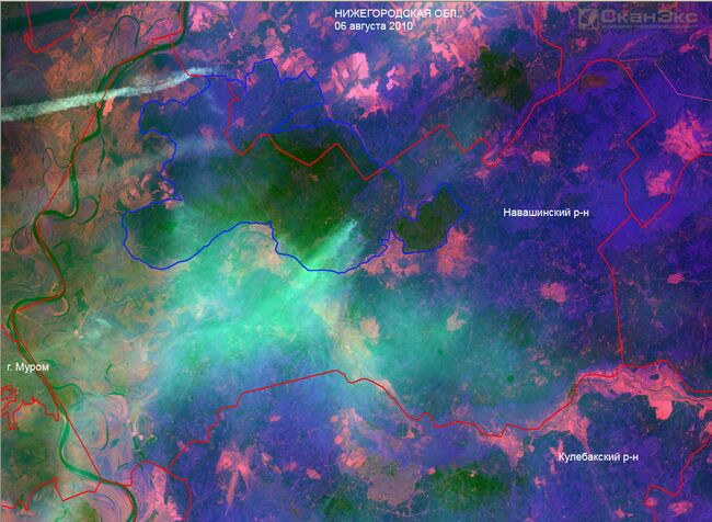 Лесные пожары в Нижегородской области. Вид из космоса