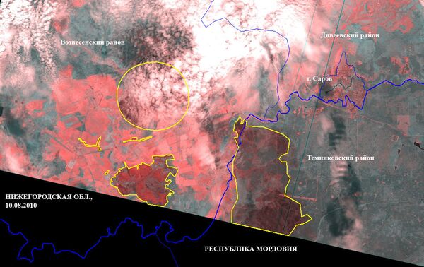 Спутниковые фотографии на очаги возгорания в Нижегородской области и республике Мордовия