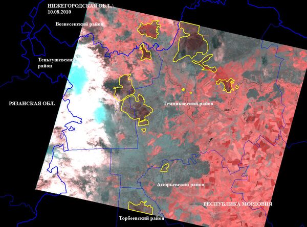 Спутниковые фотографии на очаги возгорания в Нижегородской области и республике Мордовия