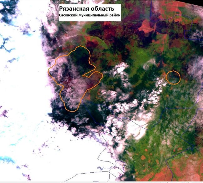 Спутниковые фотографии очагов возгорания