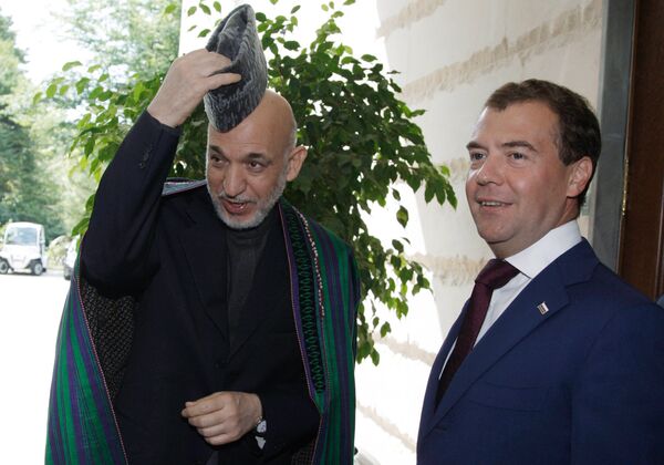 Президент РФ Дмитрий Медведев встретился с президентом Афганистана Хамидом Карзаем