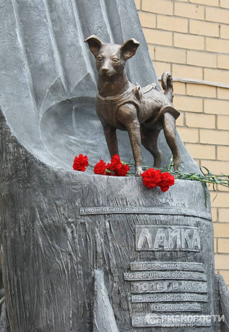 Открытие памятника собаке Лайке в Москве