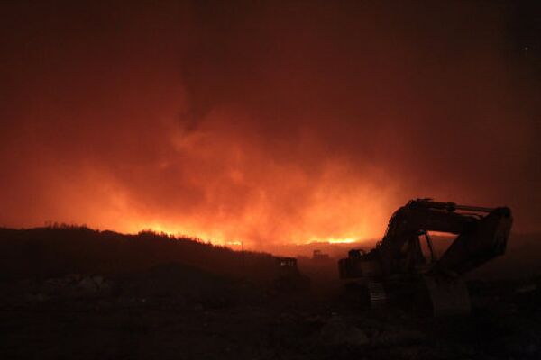 Пожар на свалке ТБО Сабурово в Щелковском районе Московской области