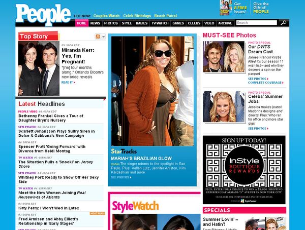 Cкриншот сайта журнала People