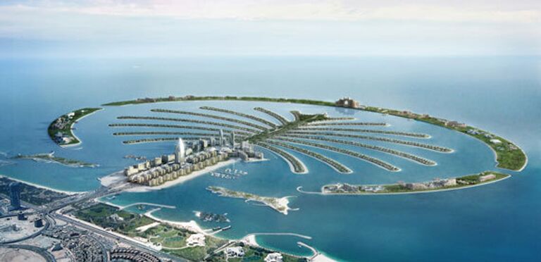 Искусственно созданные Пальмовые острова в Дубае Искусственно созданные Пальмовые острова в Дубае